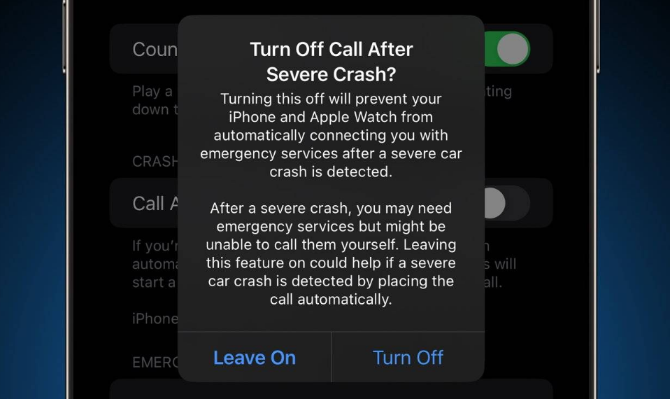 儋州苹果14维修分享 iPhone 14 和 Apple Watch 上关闭崩溃检测 