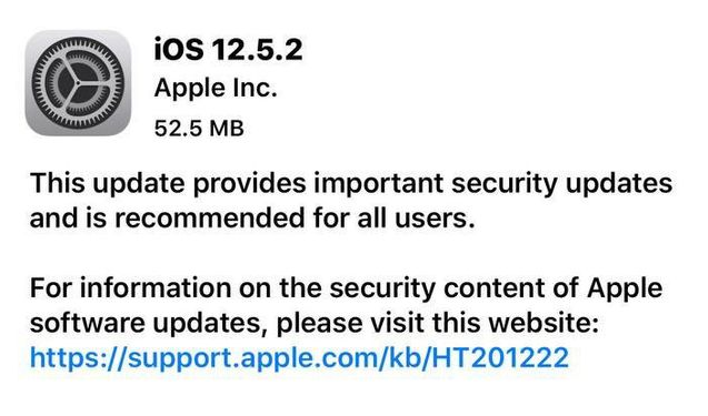 儋州苹果手机维修分享iOS12.5.2发布，建议所有老苹果用户安装 